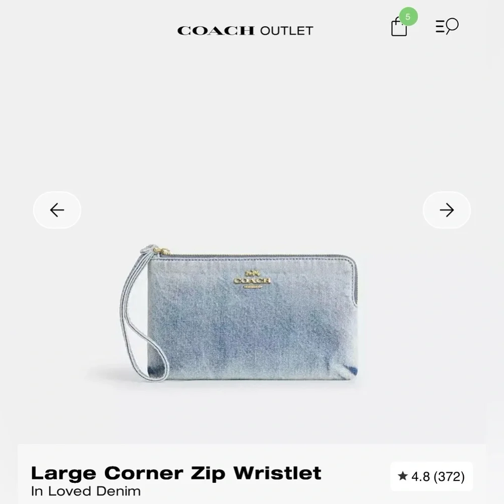 Coach Large Corner Zip Wristlet In Loved Denim - Picture 6 of 9